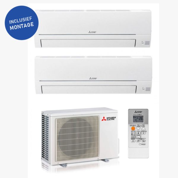 Mitsubishi Duo-Split Wand Airco 9000+12000 BTU